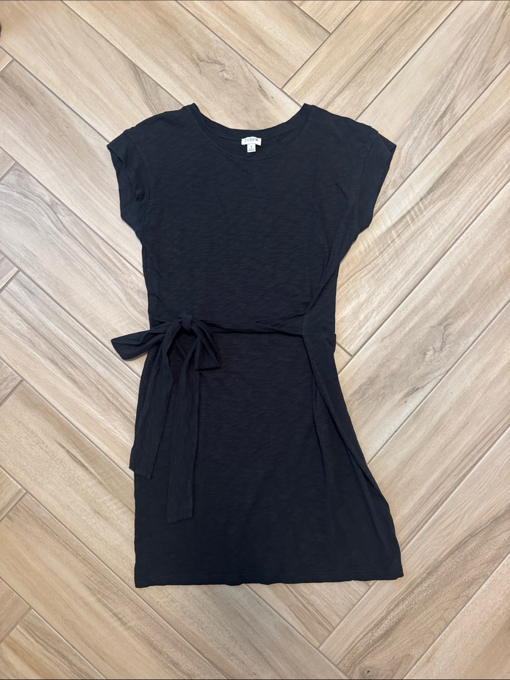 J. Crew Black Short-Sleeve Tie-Waist Mini Dress *NWOT*